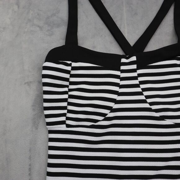 Jojo Collection Shirt Womens 3XL White Black Sleeveless Stripe Stretch Tank Top - Picture 9 of 16
